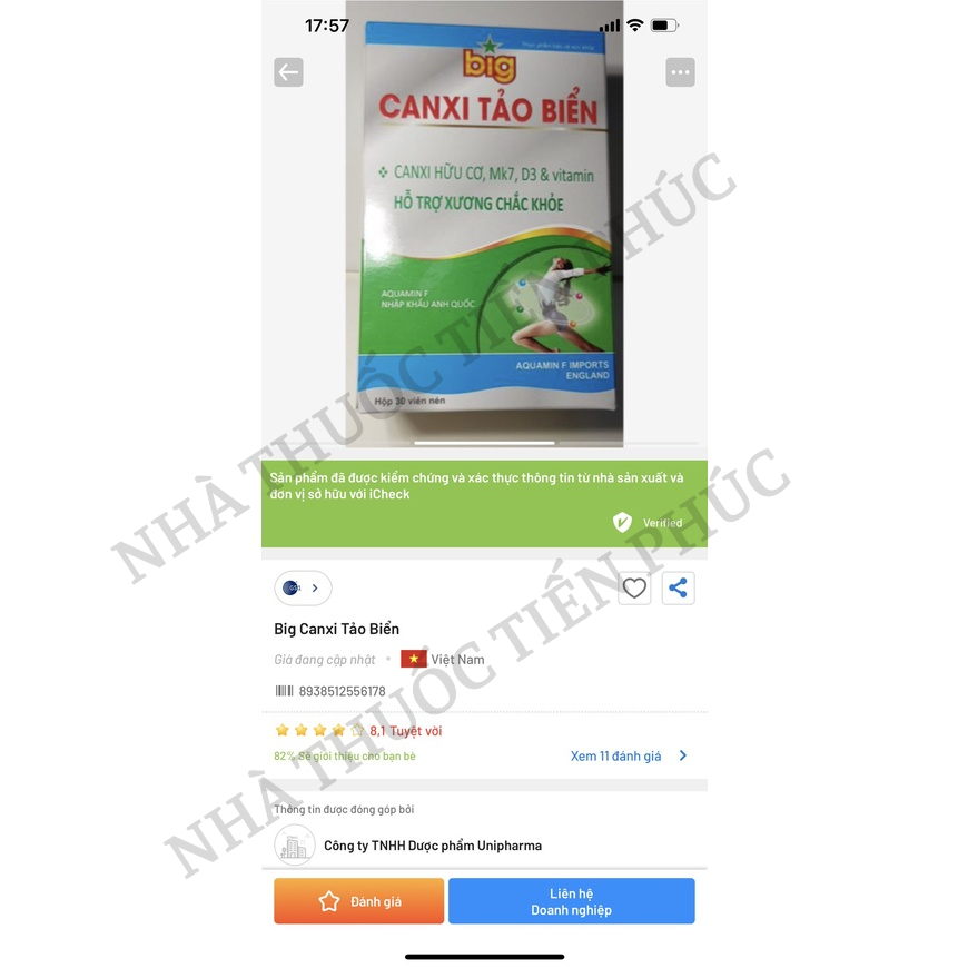 Canxi tảo biển, calci hữu cơ, mk7, d3 & vitamin - Hỗ trợ xương chắc khỏe, giảm nguy cơ loãng xương Hộp 30 viên nén