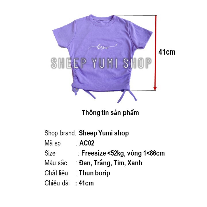 Áo Croptop Nữ Rút Eo Thêu Chữ Thun Borip Cổ Tròn SHEEP YUMI SHOP AC02