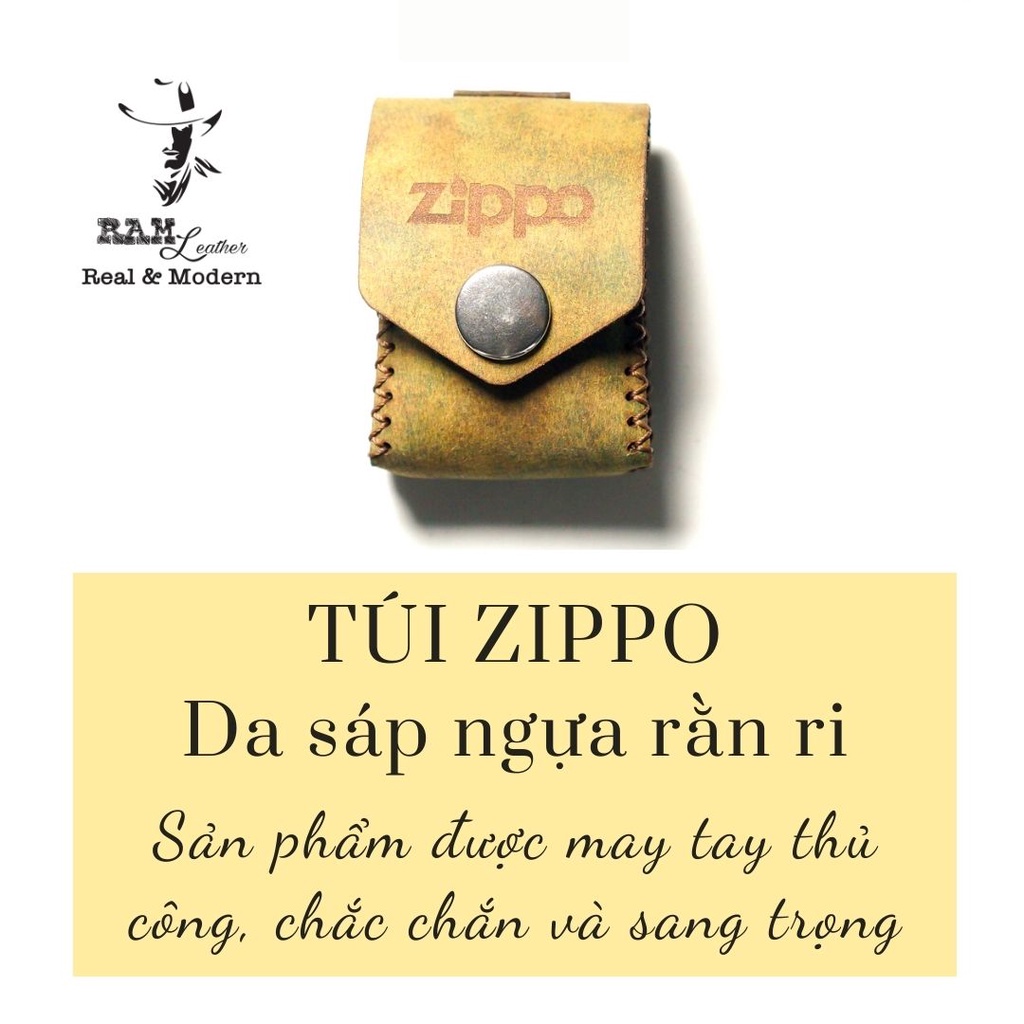 Bao da Zippo Da Bò Thật - Chính Hãng Ram Leather