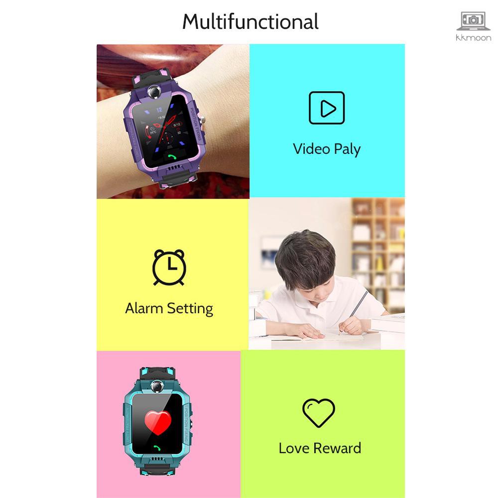 SZ6F Multifunctional Kids Children Smart Watch Dual Camera Tracker Intelligent Band Sensitive 1.44" Touch Screen Compatible for Android/ IOS Phone System Chat Call Camera Alarm Clock LBS Positioning IP67 Water Resistance for Present Gift