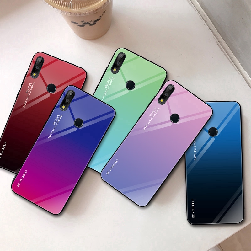 Ốp điện thoại kính cường lực màu gradient cho Asus Zenfone Max Pro M1 M2 ZB633KL ZB631KL ZB601KL ZB602KL