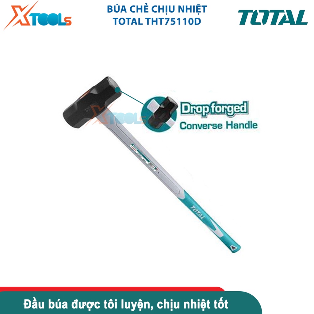 Búa chẻ 10LB TOTAL THT75110D, đầu búa chịu nhiệt, thép cacbon 45#, gõ dụng cụ, gò và tán kim loại [CHÍNH HÃNG][XTOOLS]