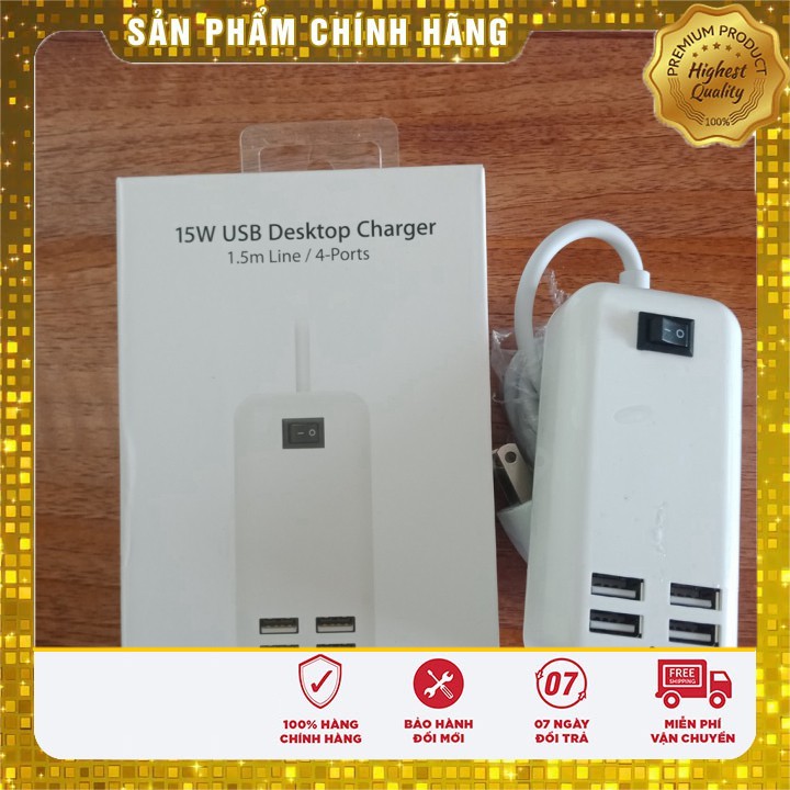 Ổ cắm điện có 4 cổng USB sạc điện thoại 15W