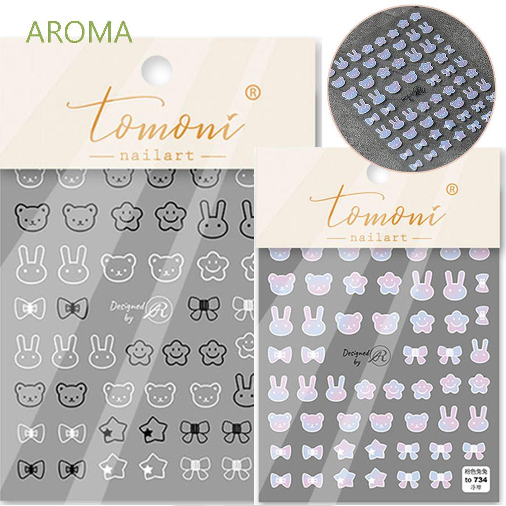 [Hàng mới về] Nhãn dán trang trí móng tay hình thỏ màu hồng đen tùy chọn diy