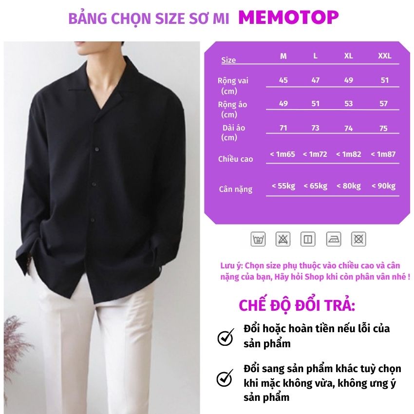 Áo sơ mi form rộng hàn quốc nam cổ vest tay dài trắng unisex MEMOTOP MM01
