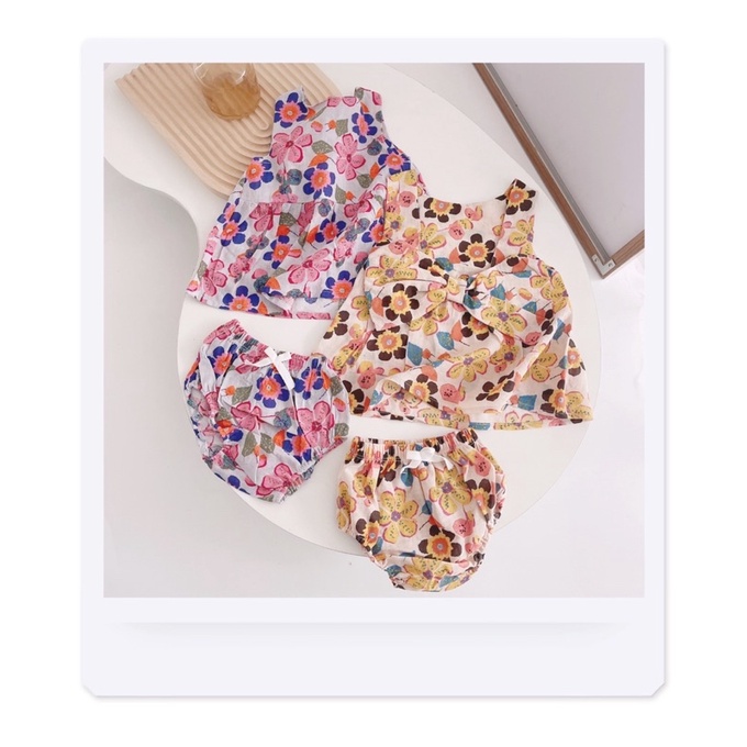 Bộ váy chip  hoạ tiết hoa vàng tím bé gái(8-18kg)