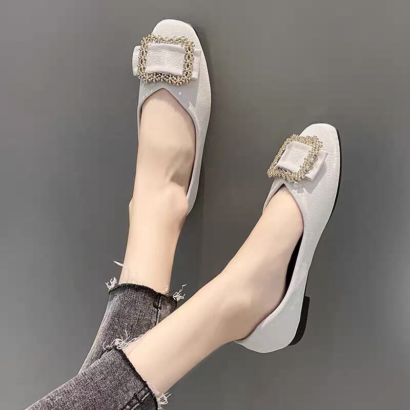 (HÀNG CÓ SẴN) Giày búp bê da mềm khoá đá vuông BIG SIZE 35-43