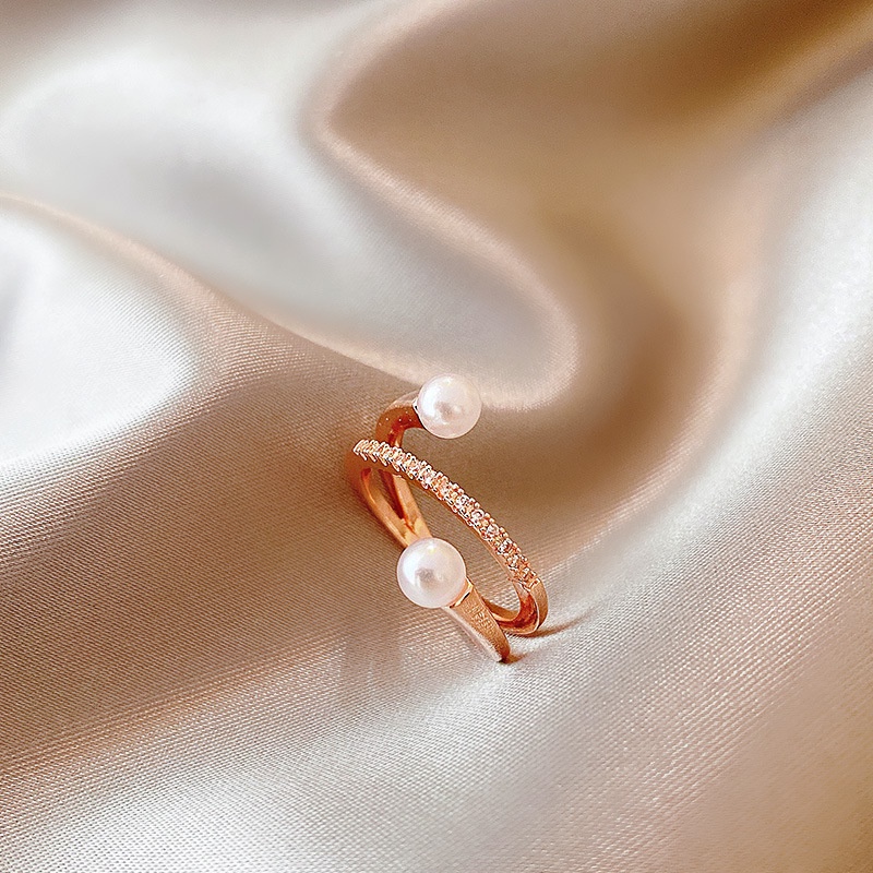 Nhẫn Mở Đính Ngọc Trai Nhân Tạo Phong Cách Cổ Điển Cho Nữ