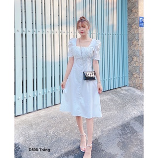 D508 ĐẦM COTTON XẾP LY NÚT BỌC