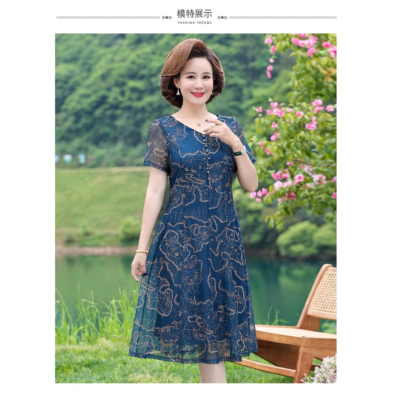 đầm trung niên Đầm Phụ Nữ Trung Niên set trung niên nữ 4xl Đầm Chiffon Thời Trang Mùa Hè Phong Cách Phương Tây Hàng Mới Dành Cho Phụ Nữ Trung Niên 2022 40-50 Tuổi