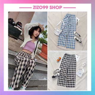 Quần Ống Rộng Kẻ Sọc Caro Phong Cách Đường Phố Trẻ Trung Năng Động