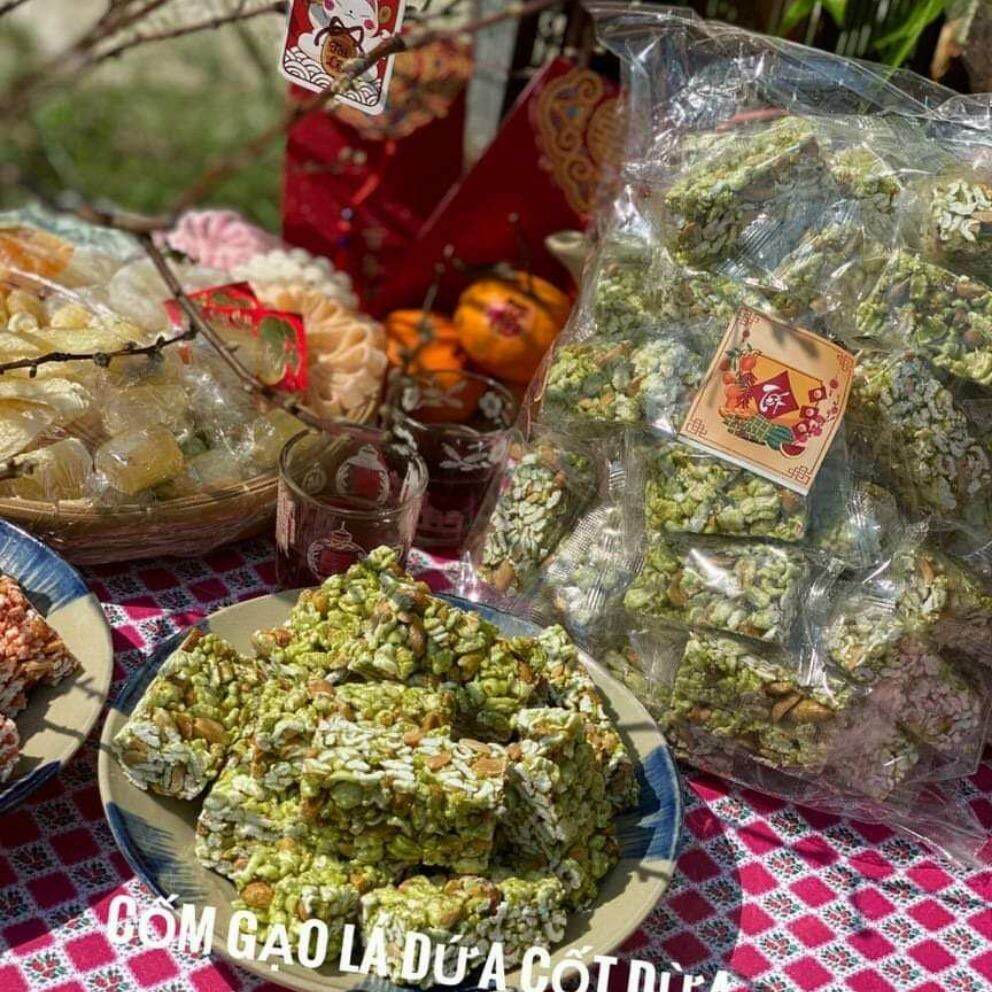 Cốm nếp lá dứa / Sầu riêng / Ngò đậu phộng siêu ngon giòn thơm Lâm An - Gói 500g