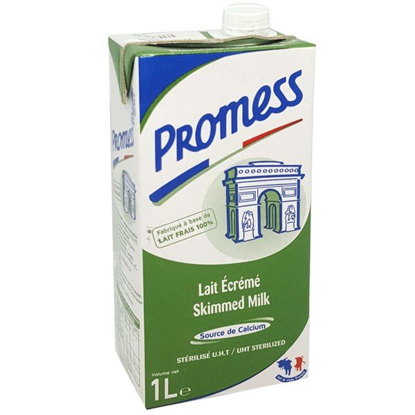 Date 8/2024-Thùng 6 hộp 1L sữa tươi không đường tách béo Promess .