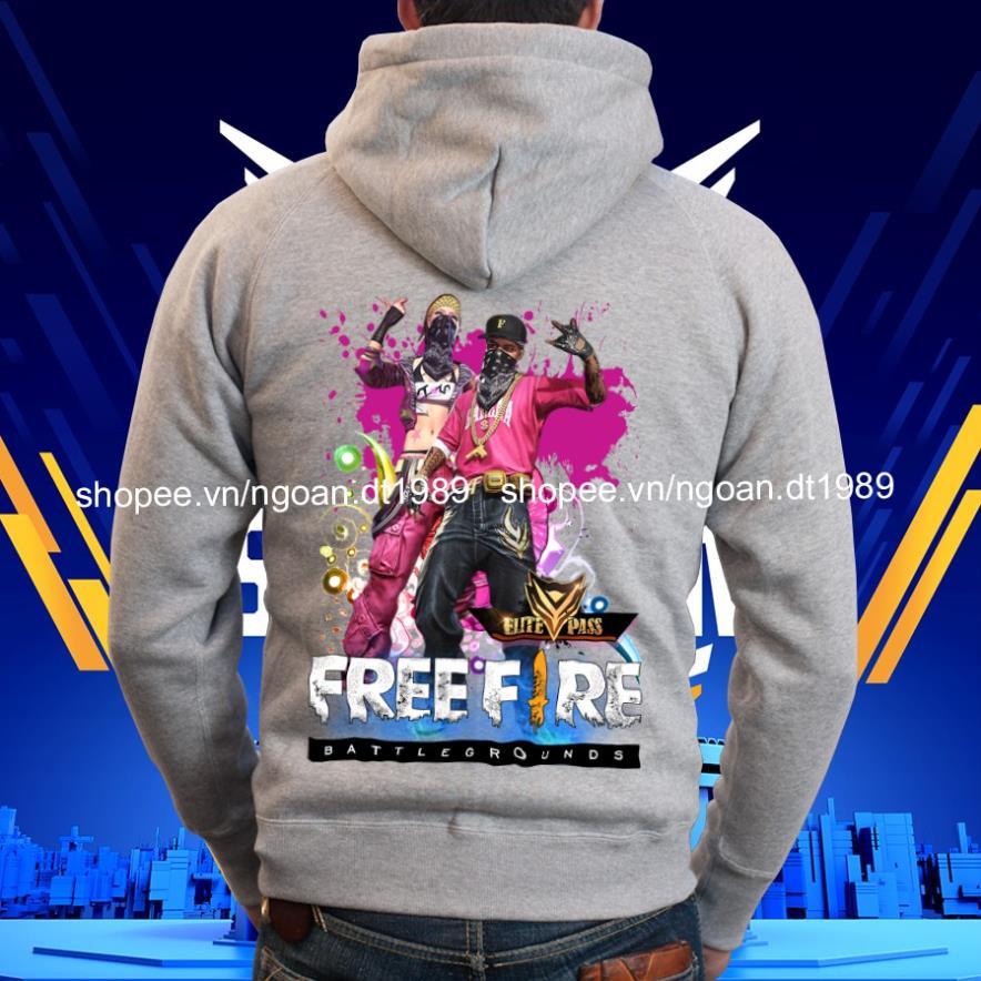Áo Free Fire - Áo Khoác Free Fire TVC Mùa 2 HipHop Màu Ghi Xám