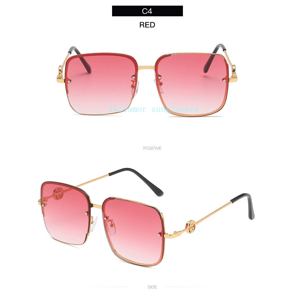 Kính mát vuông gọng kim loại chống tia UV400 cho Nữ