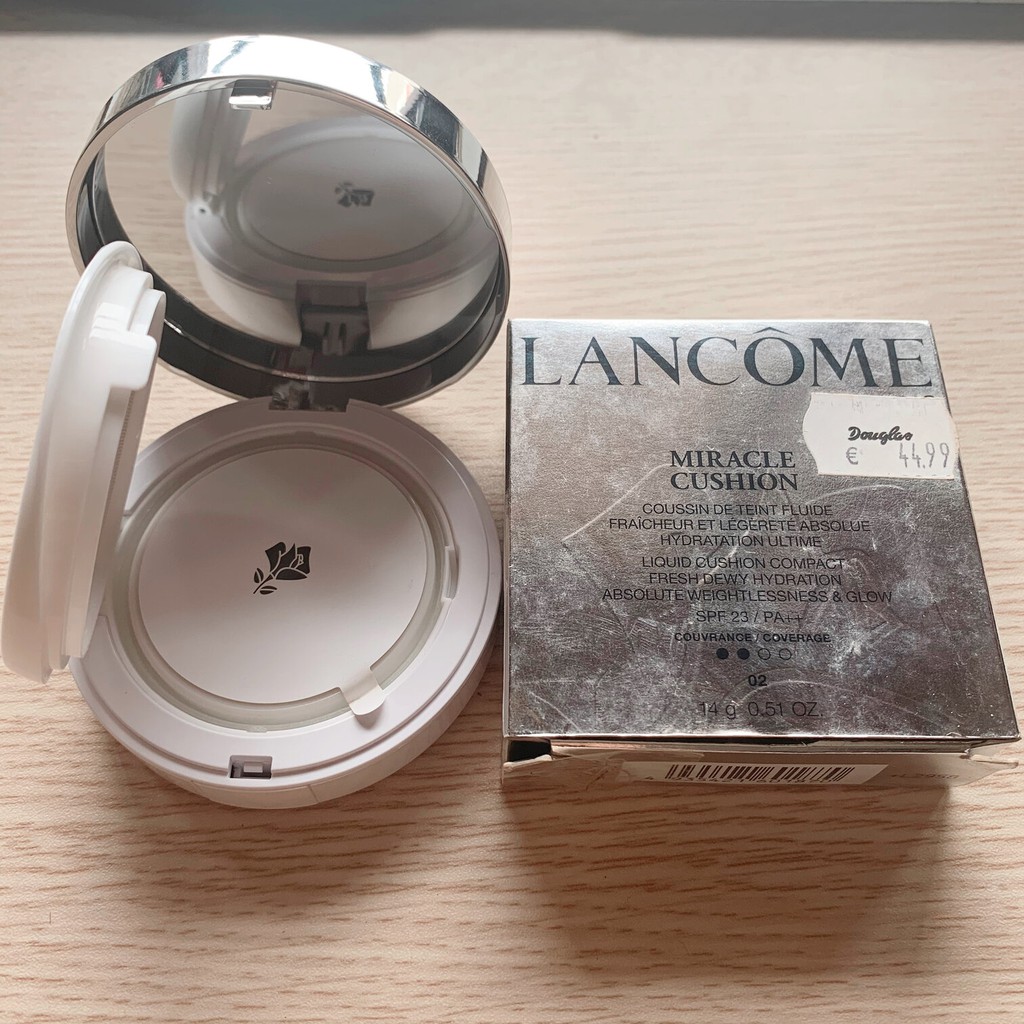 PHẤN NƯỚC LANCOME MIRACLE CUSHION – MÀU 02 – SPF 23+ - ĐỘ BỀN MÀU CAO – CHE PHỦ, LÀM HỒNG TỰ NHIÊN - NỬA PHÚT CHO LÀN DA