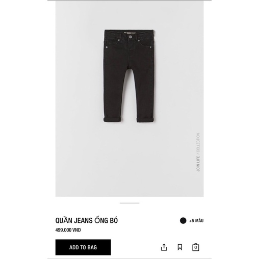 Quần jean đen skinny Zara bé trai bé gái