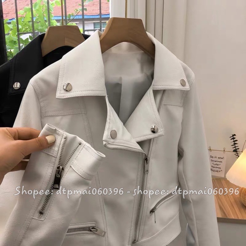 Bán sỉ Áo da khoá ngang màu đen, trắng, hồng, nude hàng Quảng Châu | BigBuy360 - bigbuy360.vn