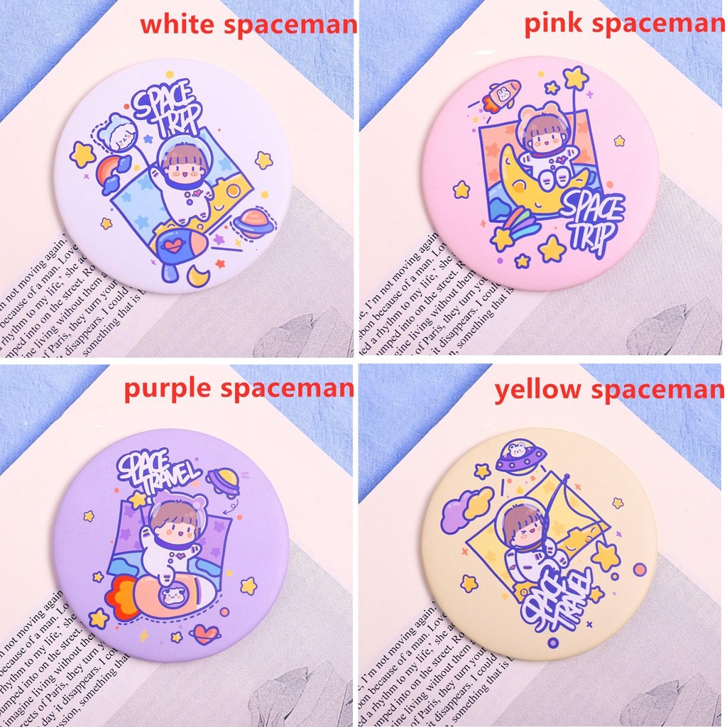 [Hàng mới về] Gương trang điểm mini hình tròn họa tiết hoạt hình xinh xắn và siêu bền