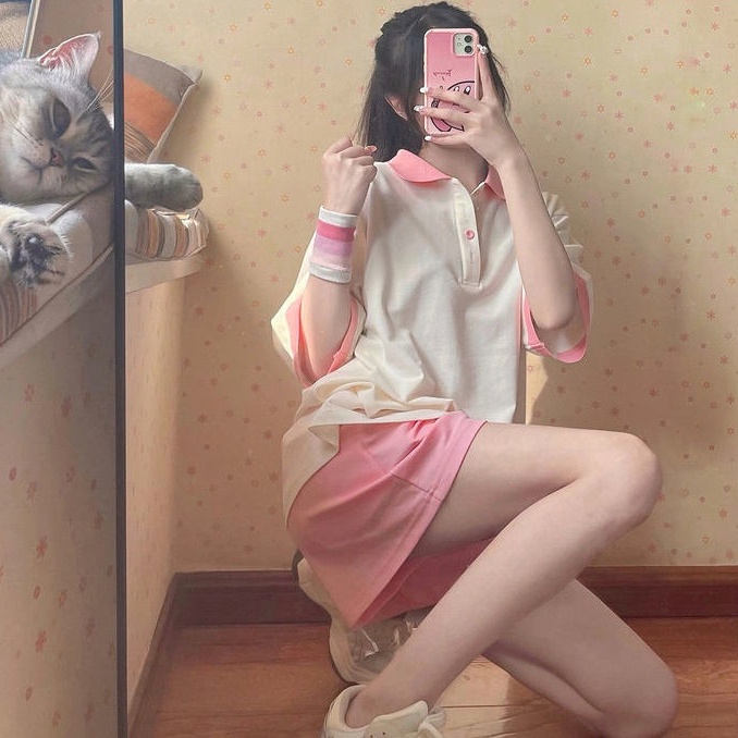 Set Đồ Thể Thao Áo Thun Ngắn Tay + Quần Short Thời Trang Năng Động Cho Nữ