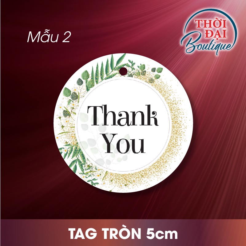 100c - Tag treo / Thẻ treo giấy "Thank You" Flower Decor  - Nhiều mẫu