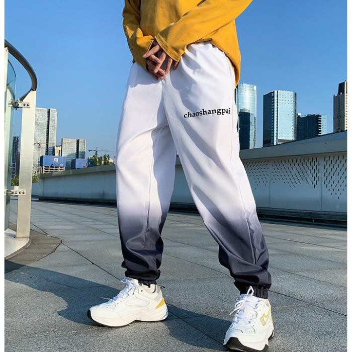 Quần jogger nam trơn chất gió dù mềm mịn phối màu Gradient, phong cách đường phố New *