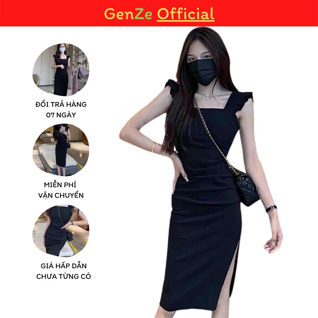 Váy 2 Dây Xẻ Tà Hot Trend Chất Đẹp Dày Dặn Váy Ôm Sát Tôn Dáng Sang Trọng Genze.Official 1160