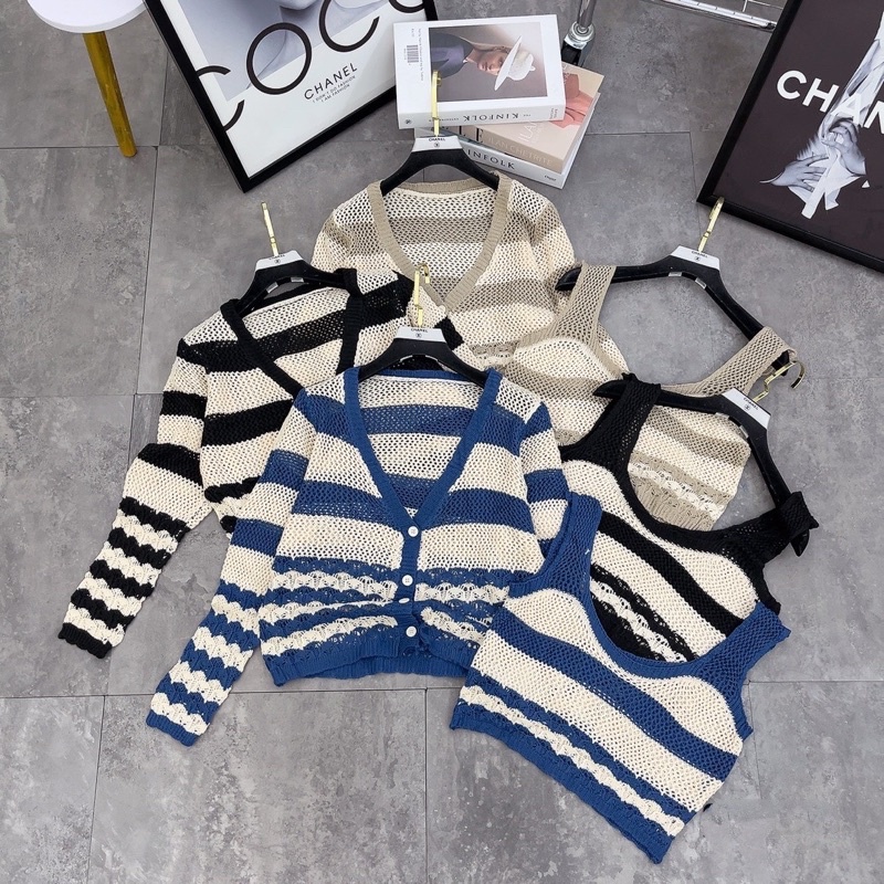 Set áo khoác len cardigan kèm áo hai dây mongtoghi siêu xinh phong cách ullzang Hàn Quốc