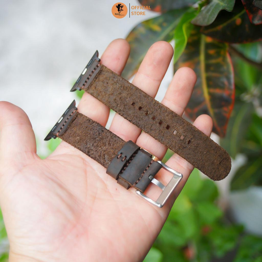 Dây đồng hồ Apple Watch , Iwatch , Iphone Watch Da Bò Nâu Đất RAM Leather Simple 1  Bền Đẹp