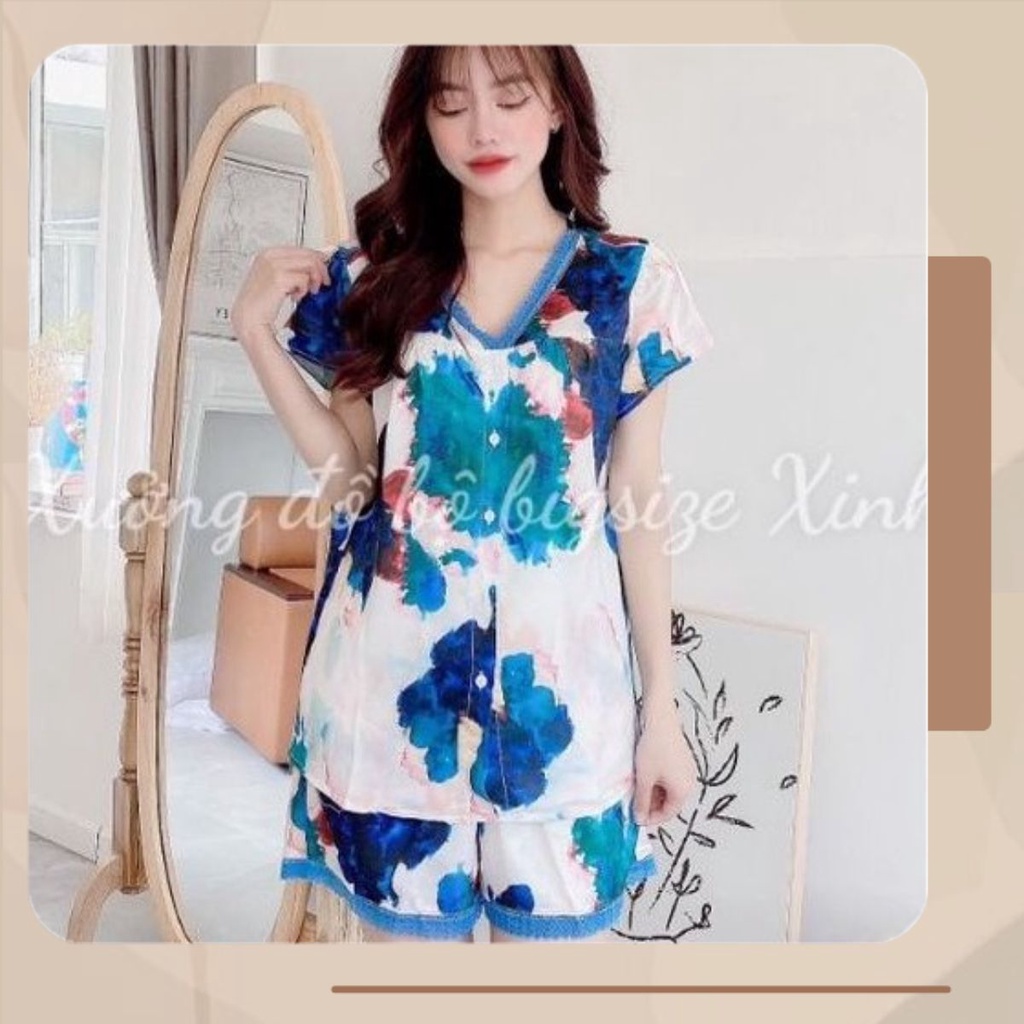 Đồ Ngủ Bigsize 50-100KG, Pijama đùi lụa, đồ mặc nhà nữ mềm mát họa tiết dễ thương