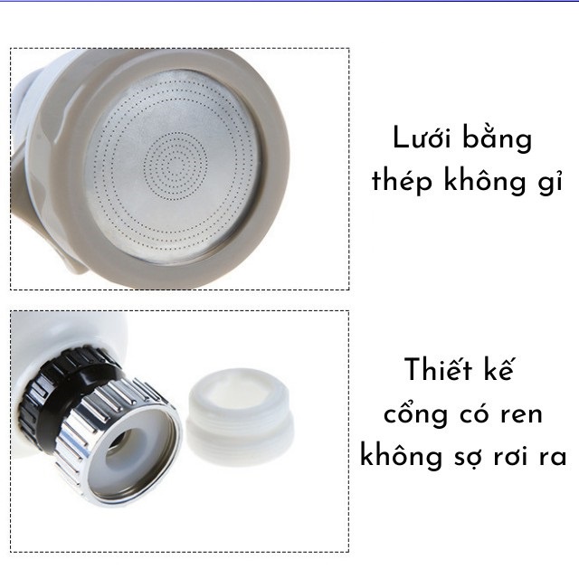 Đầu vòi xịt nước tăng áp dùng cho bồn rửa chén bát xoay 360 độ có ren xoáy GOPAKIT