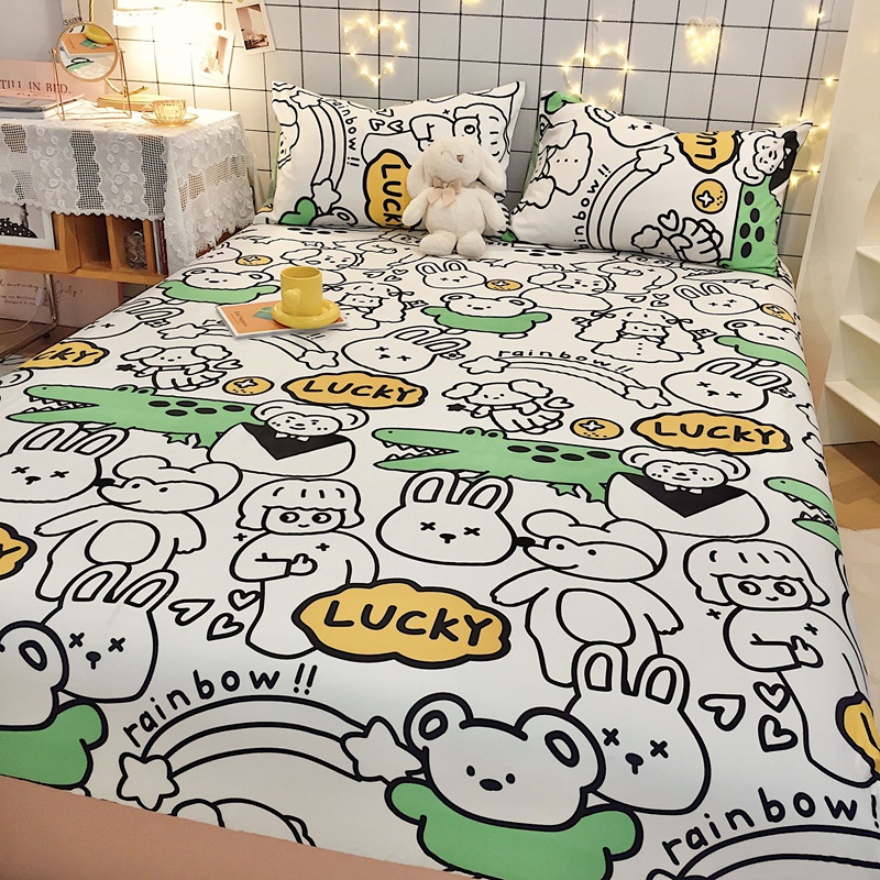 100% cotton ga trải giường，ga trải giường in hoạt hình，khăn trải giường có thể giặt được1m2/1m5/1m8