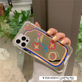 Ốp điện thoại tráng gương hình hoa mặt cười cho iphone11pro max 12 xs xr se 8plus 7p