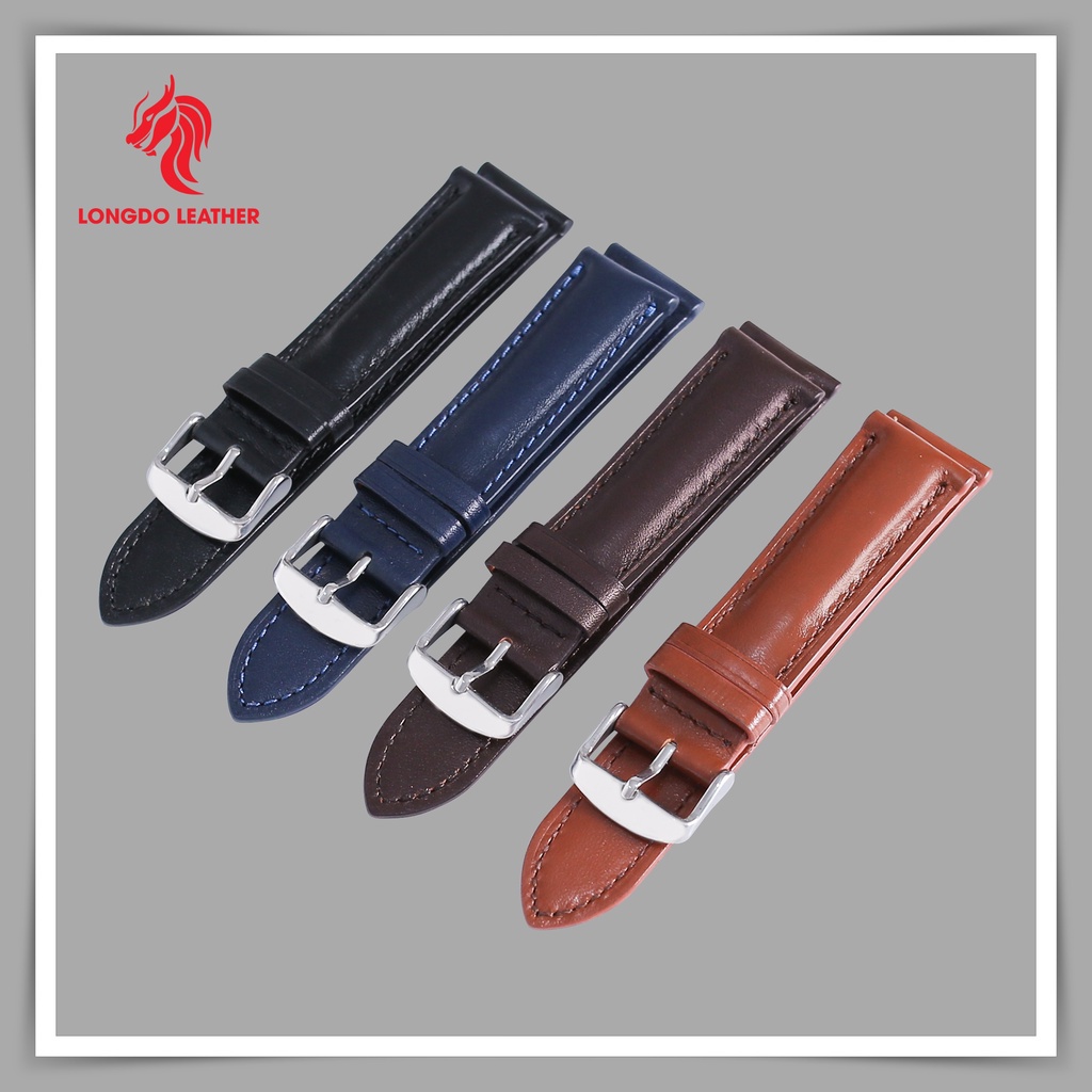 Dây đeo đồng hồ da bò thật - Đủ size 12/14/16/18/20/22/24 - Thương hiệu Longdo Leather - DAU