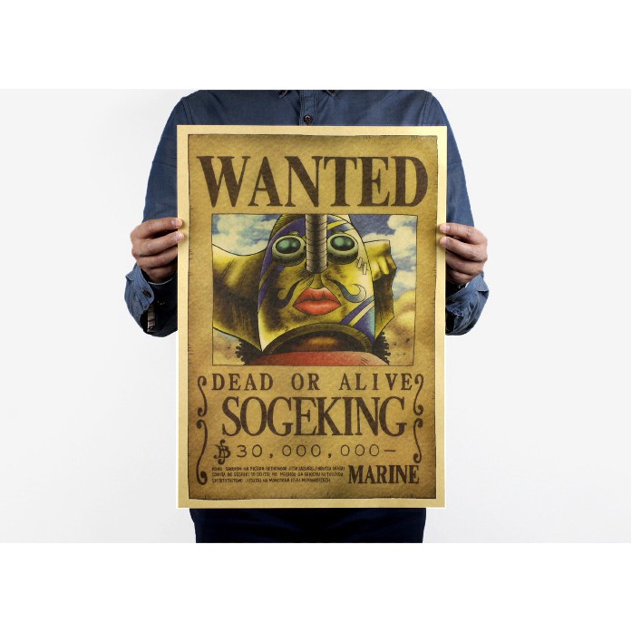 Tấm poster treo tường hình lệnh truy nã Sogeking Wanted kích thước 51x35.5cm