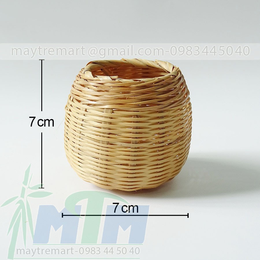 Giỏ mây tre, hũ thóc nhí (mini) - Phụ kiện trang trí, chụp hình, trồng cây