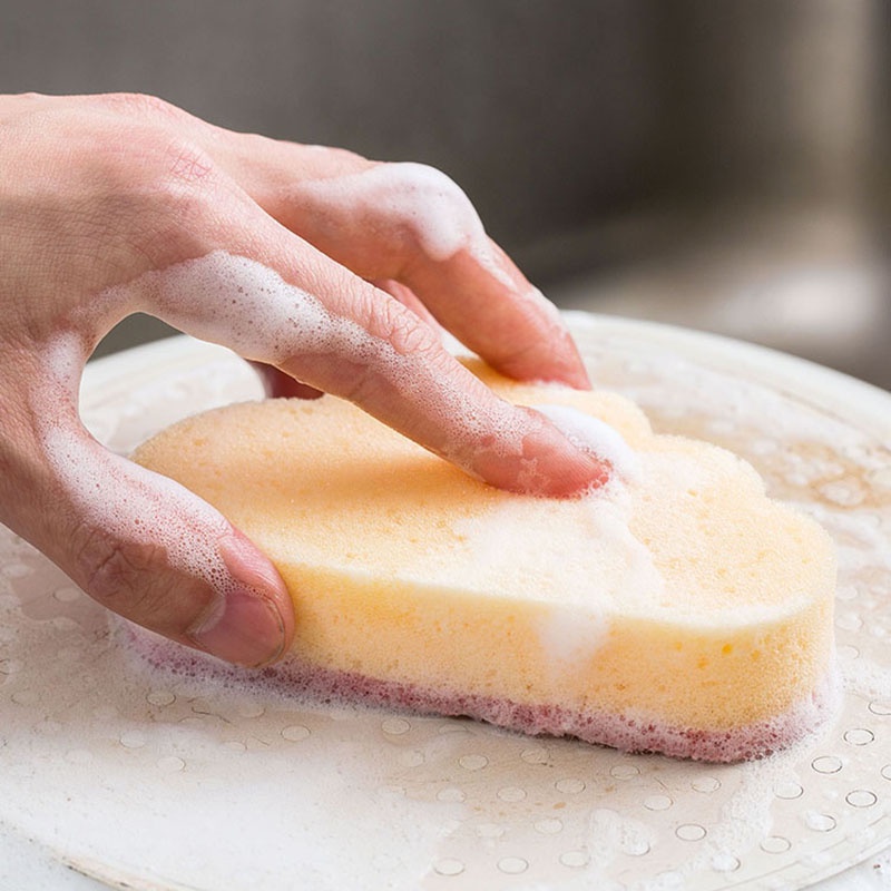 Miếng Mút Rửa Chén Hình Đám Mây Hai Màu Sắc Chống Trầy Xước Cho Nhà Bếp