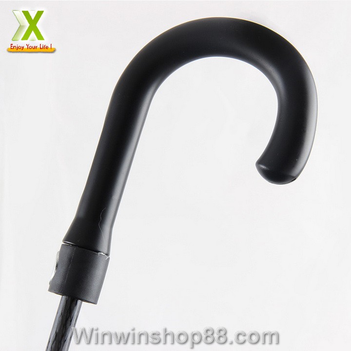 Ô dù che mưa cán cong có nút bấm tự động màu đen - Do_luu_niem