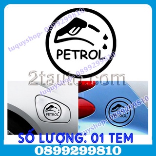 01 tem decal dán nắp bình xăng xe ô tô, tem bình xăng