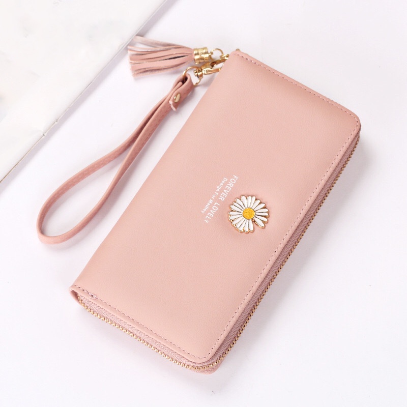 Ví nữ dài hoa cúc hot trend siêu xinh nhiều ngăn cầm tay