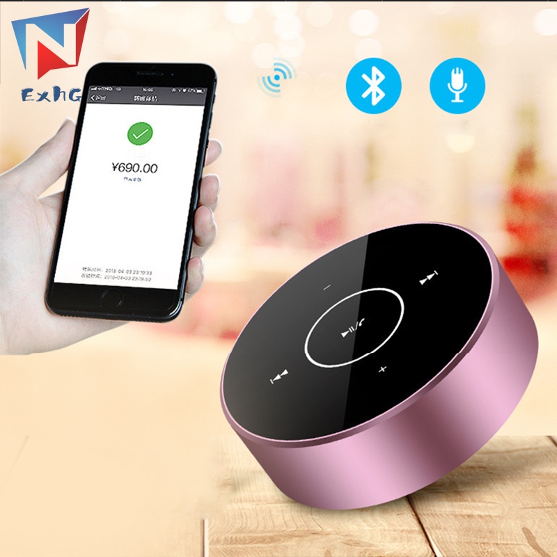 Loa Bluetooth Không Dây Mini Hình Tròn Có Đèn LED Cảm Ứng Rảnh Tay