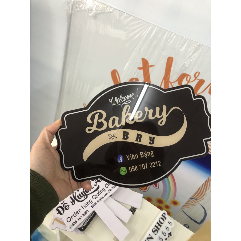 Bảng tên shop bằng mica in uv/bảng hiệu bán hàng in theo yêu cầu miễn phí thiết kế