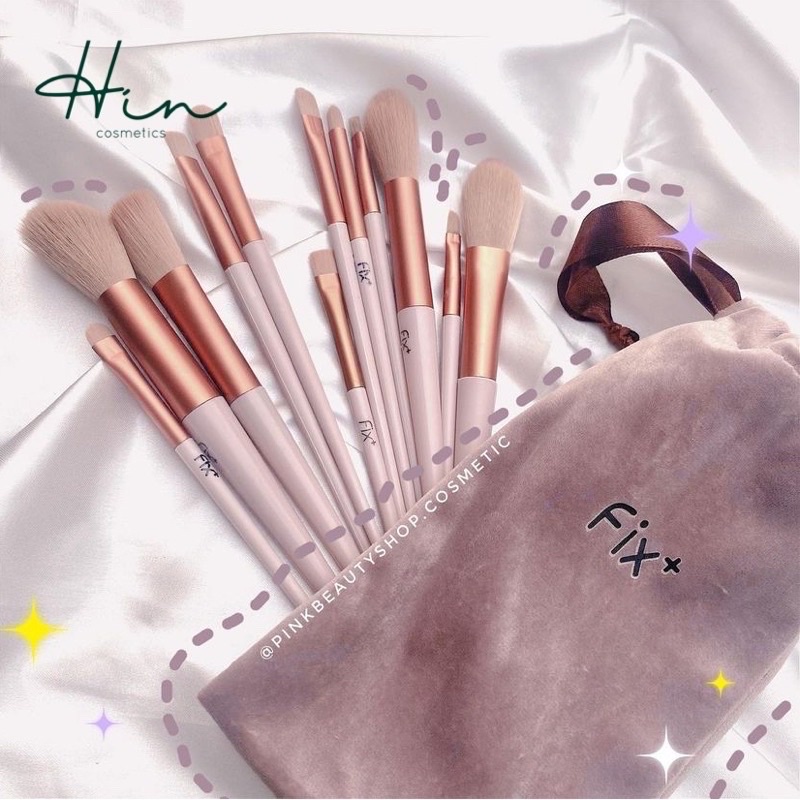 Bộ cọ trang điểm cá nhân cao cấp 13 cây Fix+ màu xanh/ màu nâu Pastel trendy