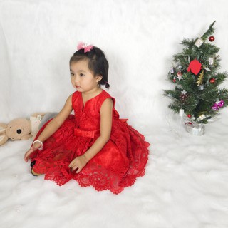 Đầm công chúa đuôi tôm nơ 2 nút( đỏ)