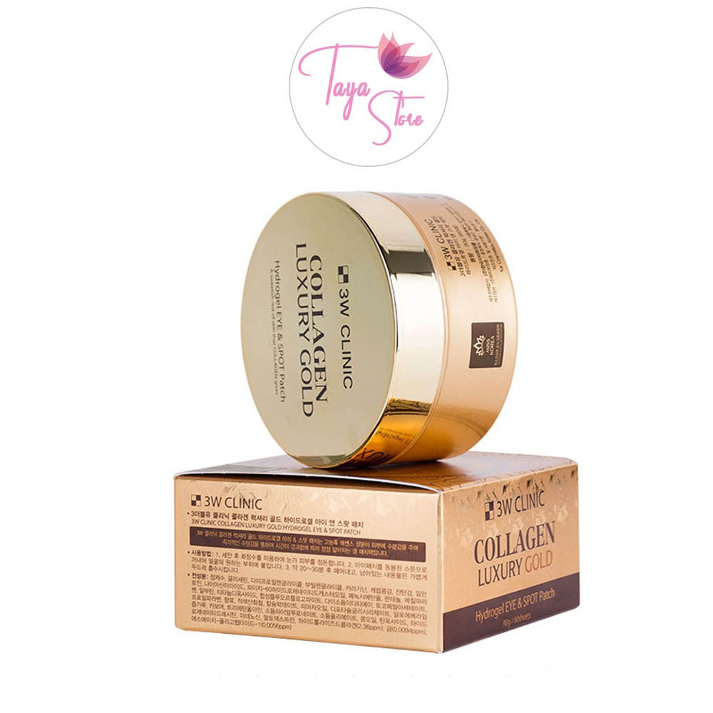 Mặt nạ mắt tinh chất vàng 3W Clinic Collagen Luxury Gold Hydrogel Eye & Spot Patch chống nhăn, mờ thâm Hàn Quốc