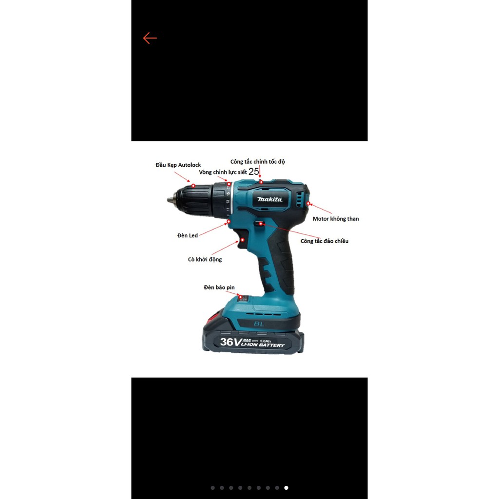 MÁY KHOAN MAKITA 36V -CÓ BÚA, BẮT VÍT, SIẾT BULONG ,PIN 10 CELL - MÁY KHOAN PIN MAKITA 36V