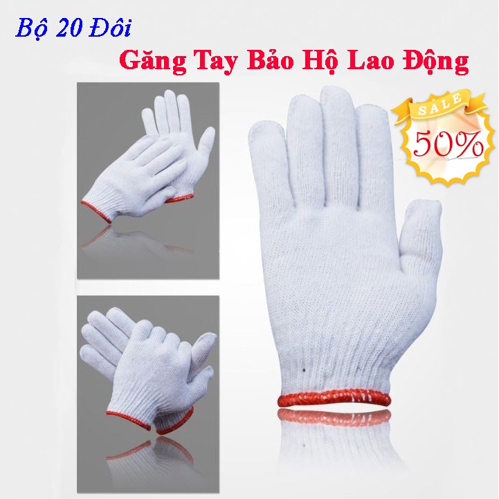 Bộ 20 đôi Găng Tay Bảo Hộ Lao Động loại DÀY - Găng tay Len - LICLAC