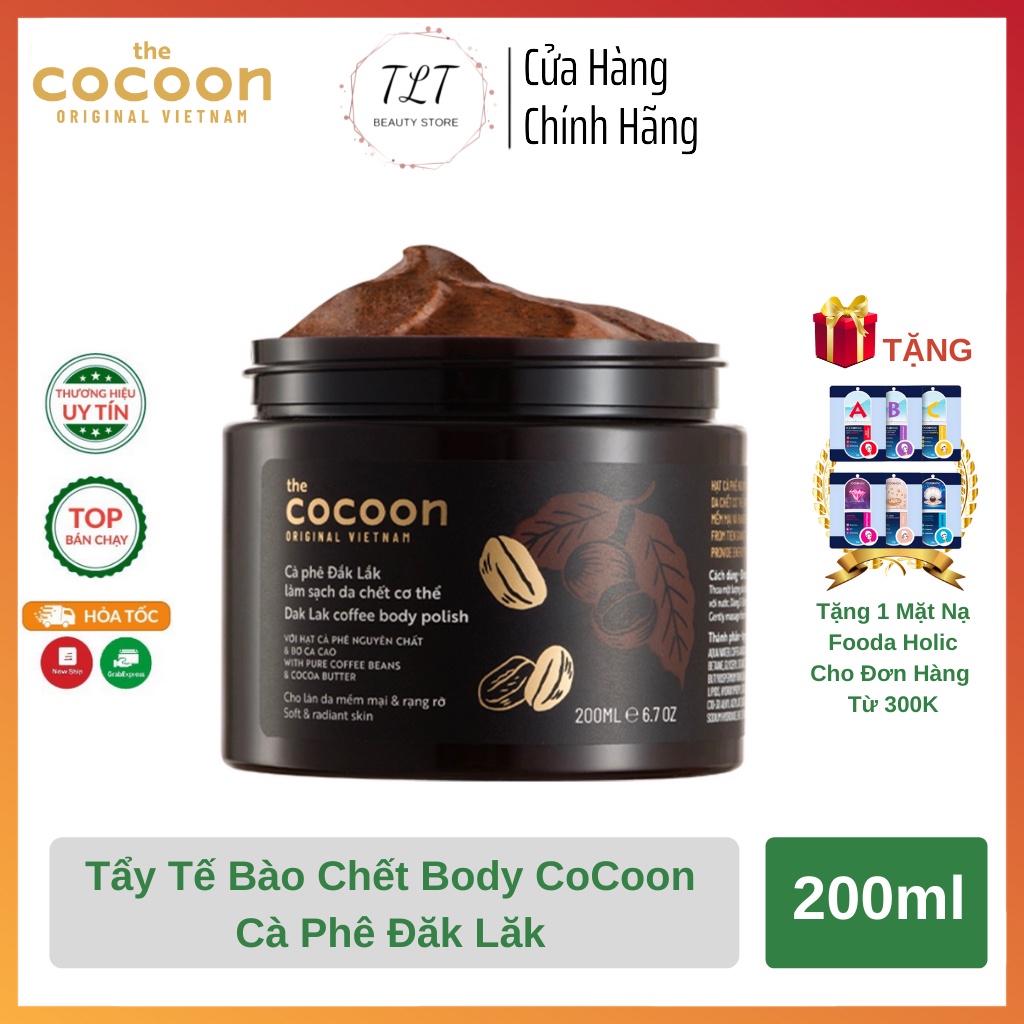 Tẩy Tế Bào Chết Body Cà Phê Đắk Lắk COCOON Làm Sạch Da Chết Cơ Thể 200ml