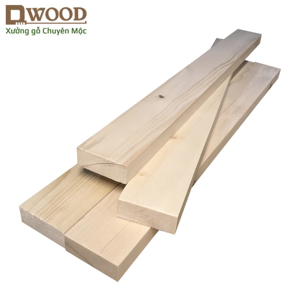 Thanh gỗ thông dài KT 2x4cm đã xử lý 4 mặt - Chiều dài tự chọn Dwood