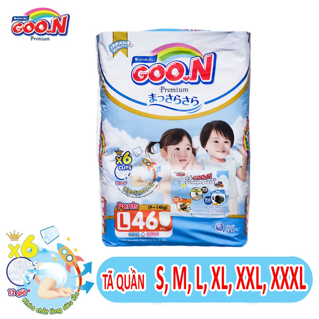 [CẮT TEM] TÃ QUẦN GOON PREMIUM SIZE S78/M56/L46/XL42/XXL34/XXXL26